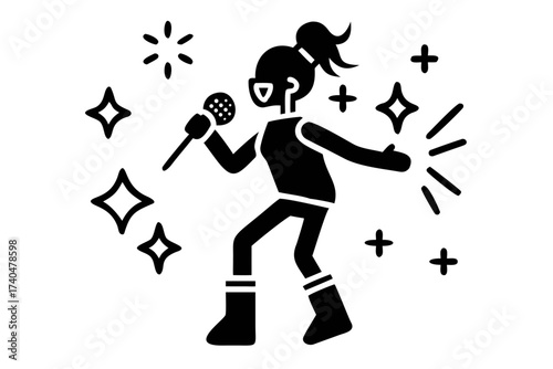Singer with microphone, music performance concept