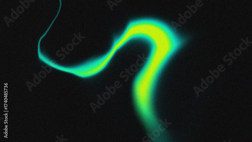 Abstract neon green swirl against dark background