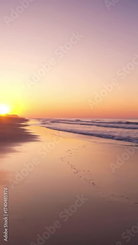 Expansive view of the empty coastline under warm light