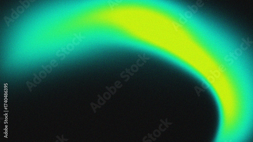 Vibrant neon green and yellow aurora arc against dark background