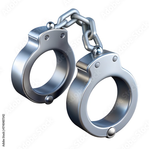 Silver Metal Handcuffs On White Background steel police