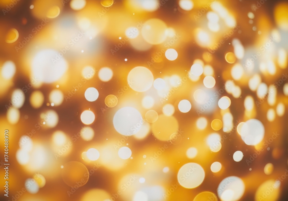 Fototapeta premium Golden bokeh lights festive celebration abstract background overlay