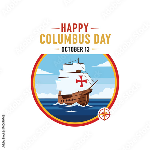 Sailing ship with red cross on white background historical ship