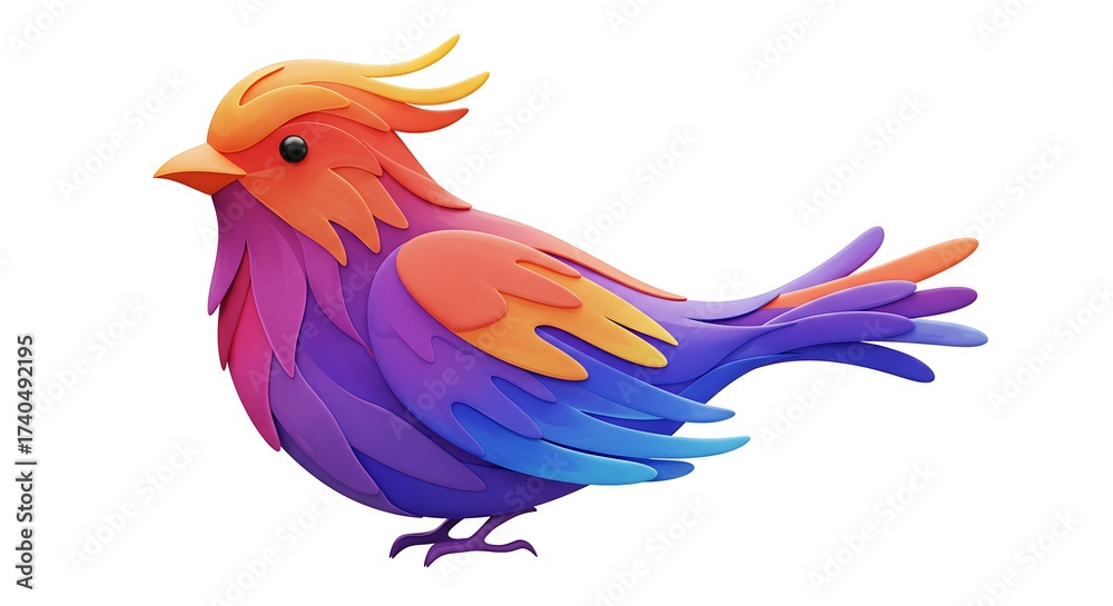 Fototapeta premium 色鮮やかに輝く鳥のイラスト オン かわいいデザイン そして 明るい背景で表現