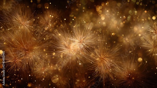 Golden Sparkling Lights and Abstract Bokeh in Soft Background