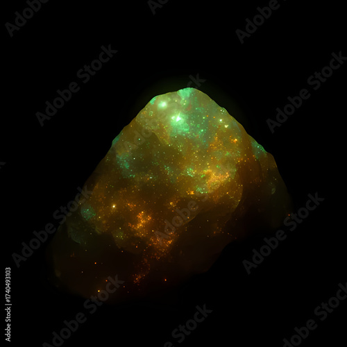 Abstract glowing green uranium crystal texture background.