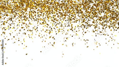 Golden Confetti Falling on White Surface for Celebration Events