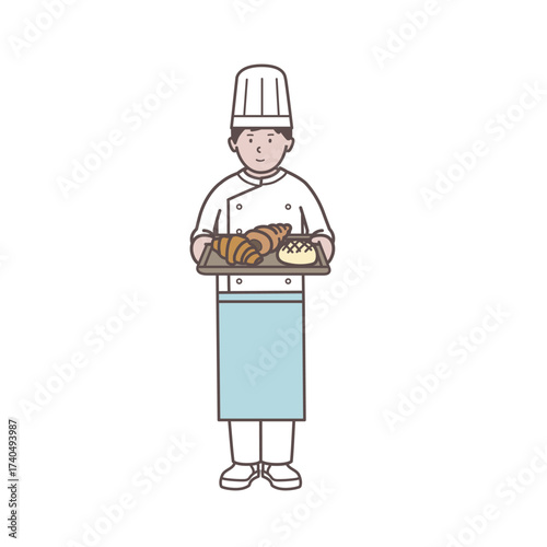 男性のパン屋さんのイラスト