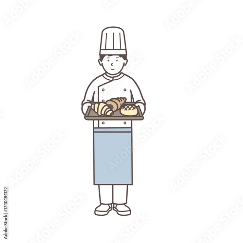 男性のパン屋さんのイラスト