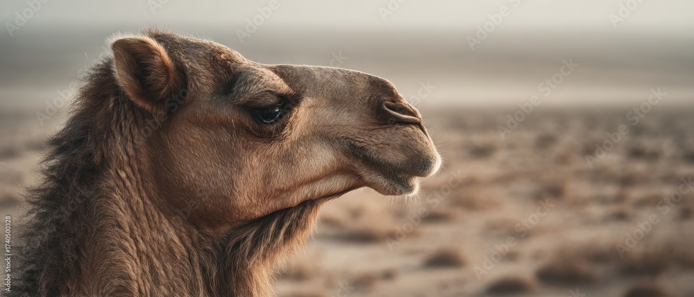 Obraz premium Camel portrait in desert setting side profile