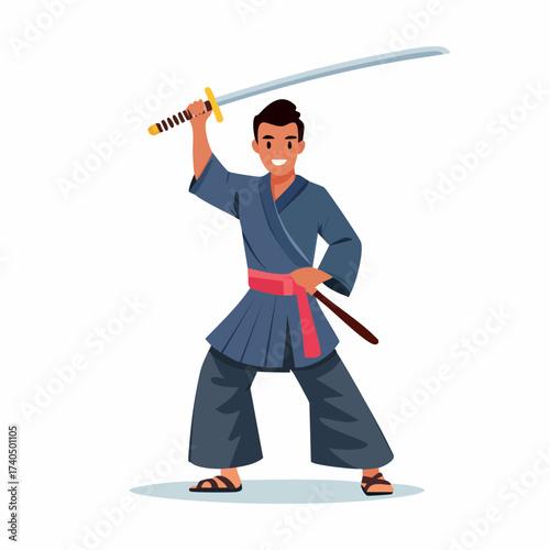Samurai Warrior Avatar with Katana | Traditional Japanese Fighter Illustration