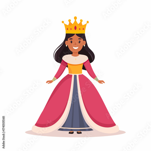 Princess Avatar in Royal Dress and Crown | Fairytale Queen Illustration
