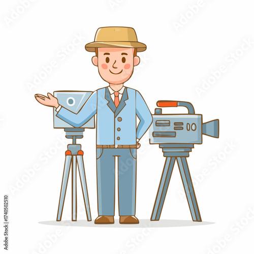 Cameraman Avatar with Film Equipment | Movie Director Illustration