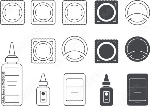 Collection of vintage style packaging and bottles for cosmetics or pharmaceuticals
