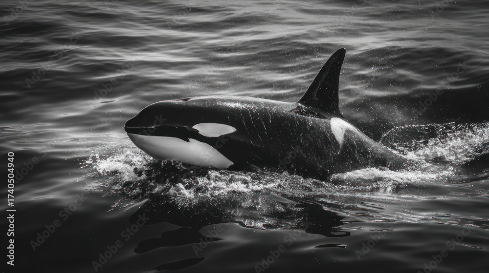 Obraz premium Orca whale surfacing in the ocean