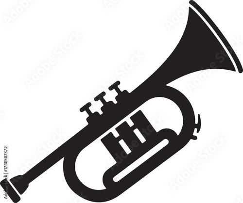 Trumpet Instrument Icon Brass Wind Music Symbol and Jazz Instrument Vector
