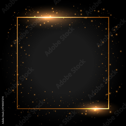 nice golden empty frame background with shiny light effect