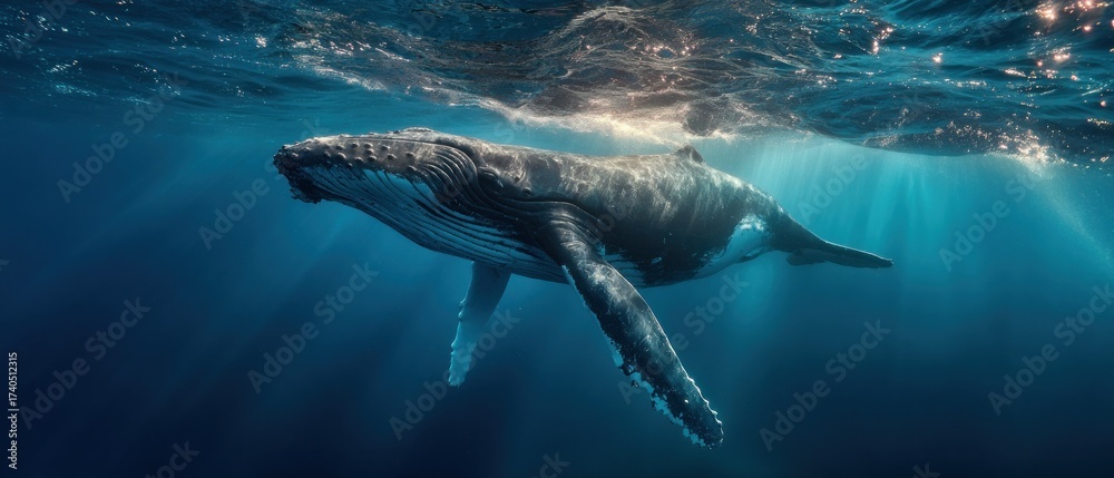 Fototapeta premium Humpback whale swimming underwater