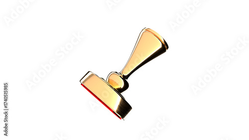Gold color rubber stamp 3d render