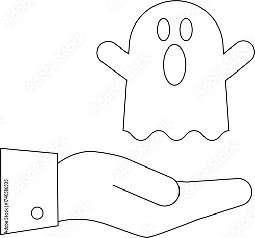 line icon hand carrying ghost icon