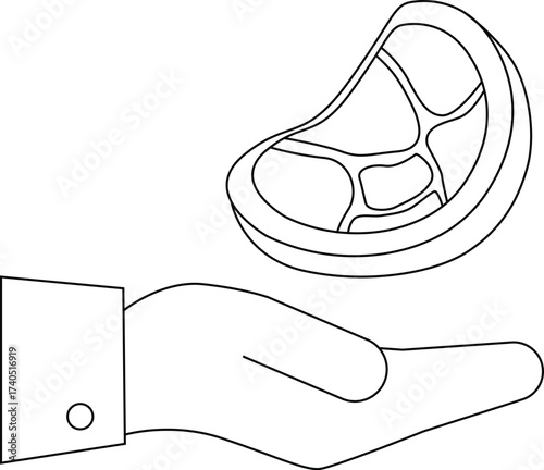 line icon hand carrying meat icon