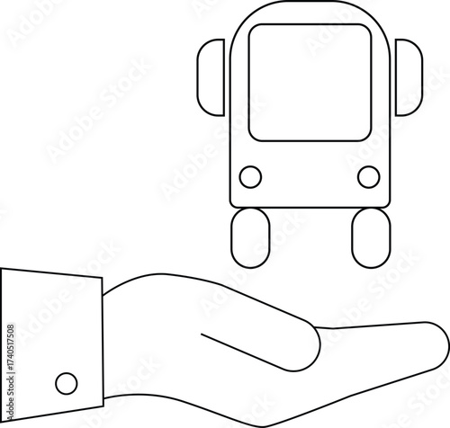 line icon hand carrying bus icon