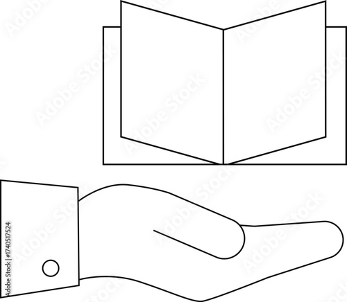 hand icon carrying an open book icon