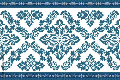 seamless floral pattern with geometric and damask flowers