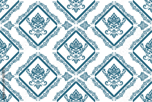 seamless floral pattern with geometric and damask flowers