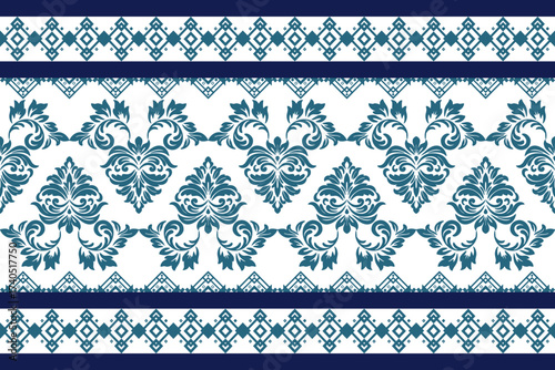 seamless floral pattern with geometric and damask flowers