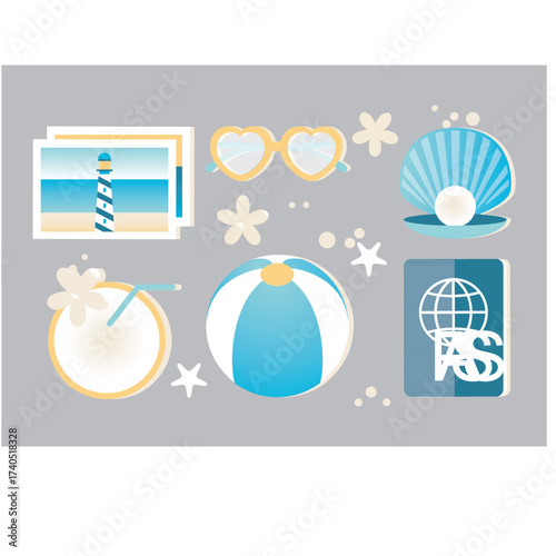 vectors for beach fun, ball, ...