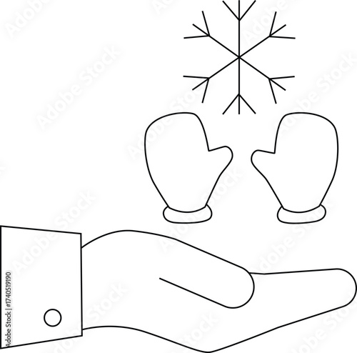 line icon hand carrying snow glove icon