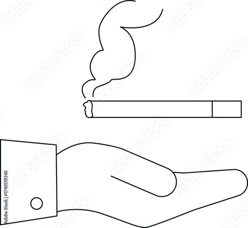 hand icon carrying cigarette smoke icon