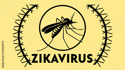 Zika virus mosquito warning symbol