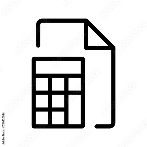 Calculator and Document Line Icon Invoice, Budget, Accounting
