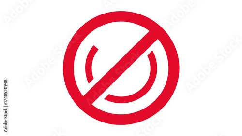Red prohibition symbol with a white background