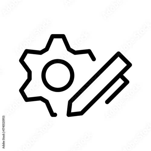 Gear and Pencil Line Icon for Editing Preferences and Configuration