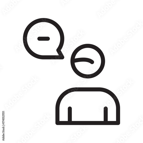 User with Minus Chat Bubble Negative Feedback, Remove Comment Icon
