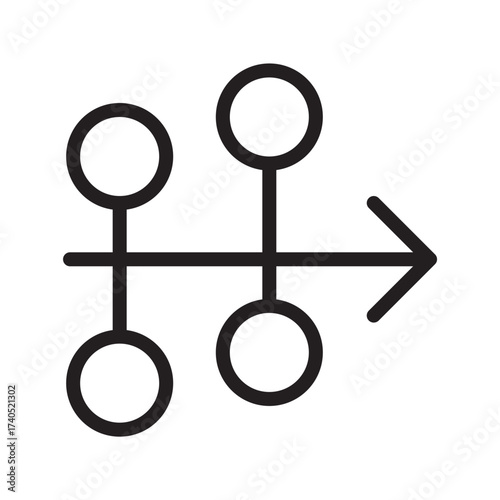 Workflow Flowchart Line Icon Connected Nodes with Arrow, Process Mapping