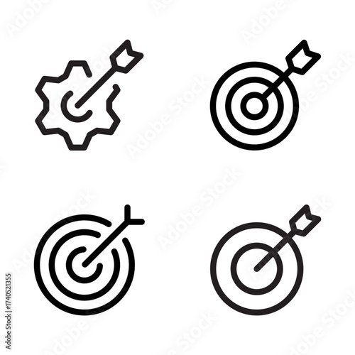 Optimization target icon gear with arrow, goal,Minimal target,Target hit
