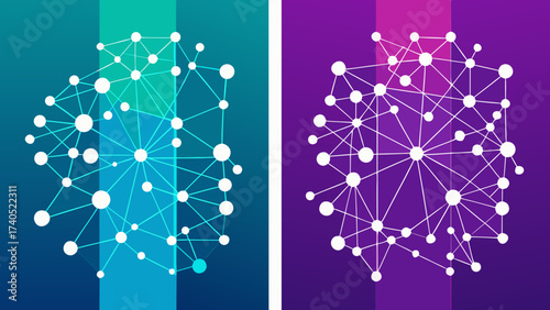 Abstract network connections with gradient backgrounds