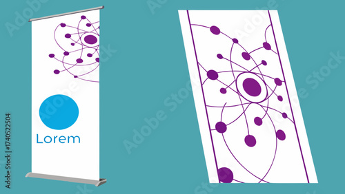 Modern roll up banner with abstract atomic design