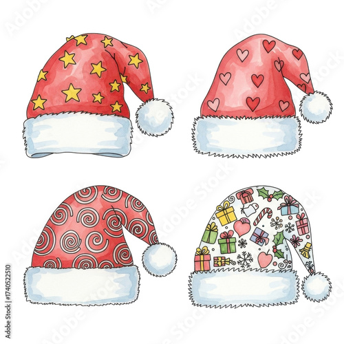 Festive Santa Hats Collection Whimsical Holiday Headwear.