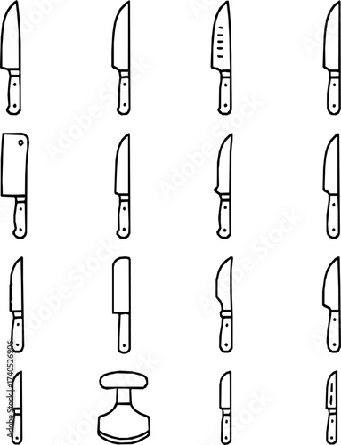 Premium Kitchen Knives – 16 Professional Blade Icons