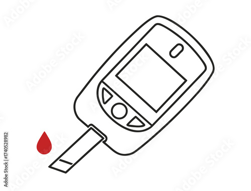 Blood glucose meter and blood drop vector for diabetes concept