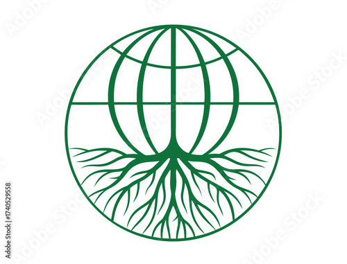 Global interconnectedness through nature roots and earth systems green concept
