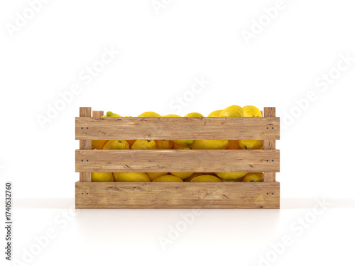 Wooden crate with lemons