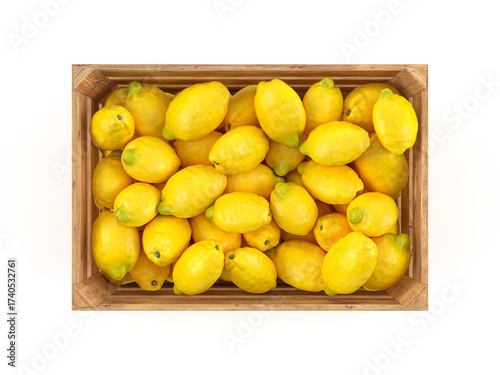 Wooden crate with lemons