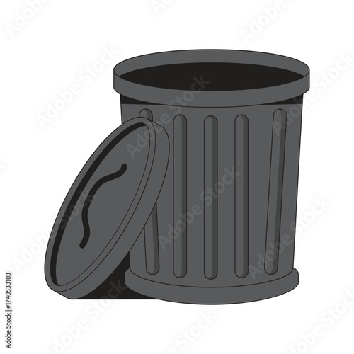 Gray trash can element cartoon icon illustration
