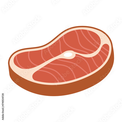 Raw beef steak element cartoon icon illustration